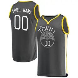 Custom Golden State Warriors Men's Fast Break Charcoal Jersey - Statement Edition - Gold