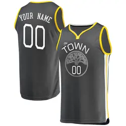 Custom Golden State Warriors Youth Fast Break Charcoal Jersey - Statement Edition - Gold